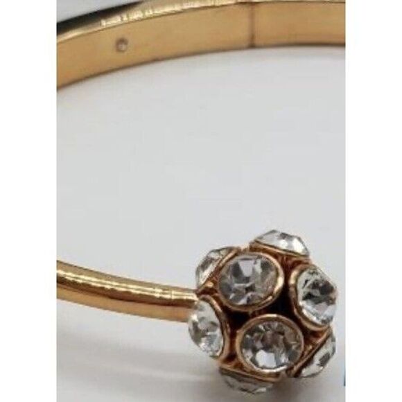 Kate Spade Gold Tone Rhinestone Hinged Cuff Bracelet - Picture 4 of 10